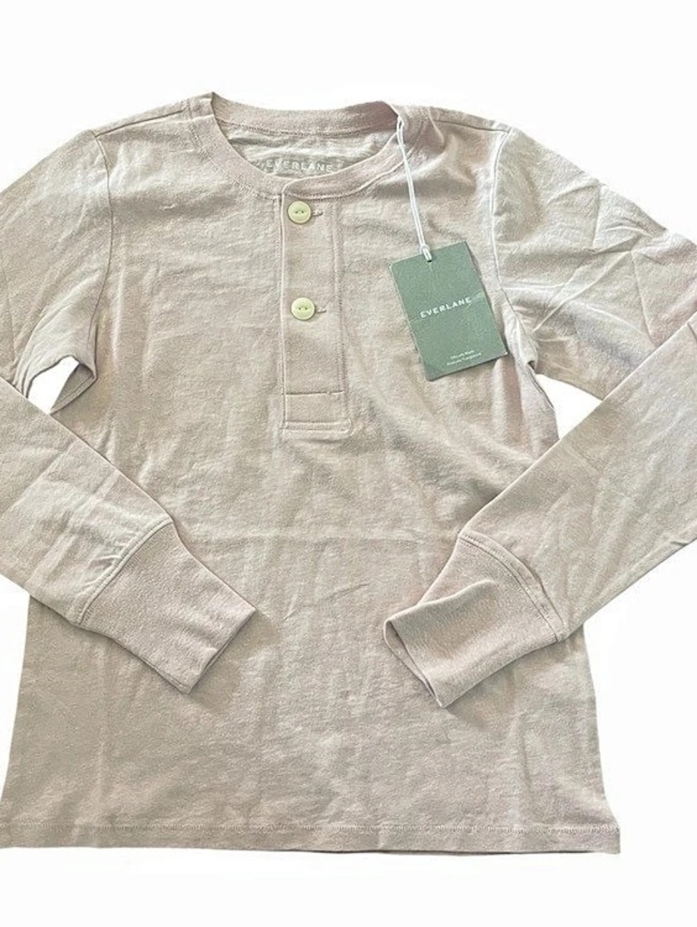 Everlane The Henley Shirt  Cotton Long Sleeve in Pink NWT